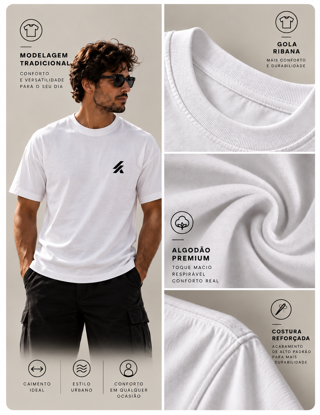 Camiseta Masculina Algodão CULT COLLECTION – Caveira Ornamental Colorida