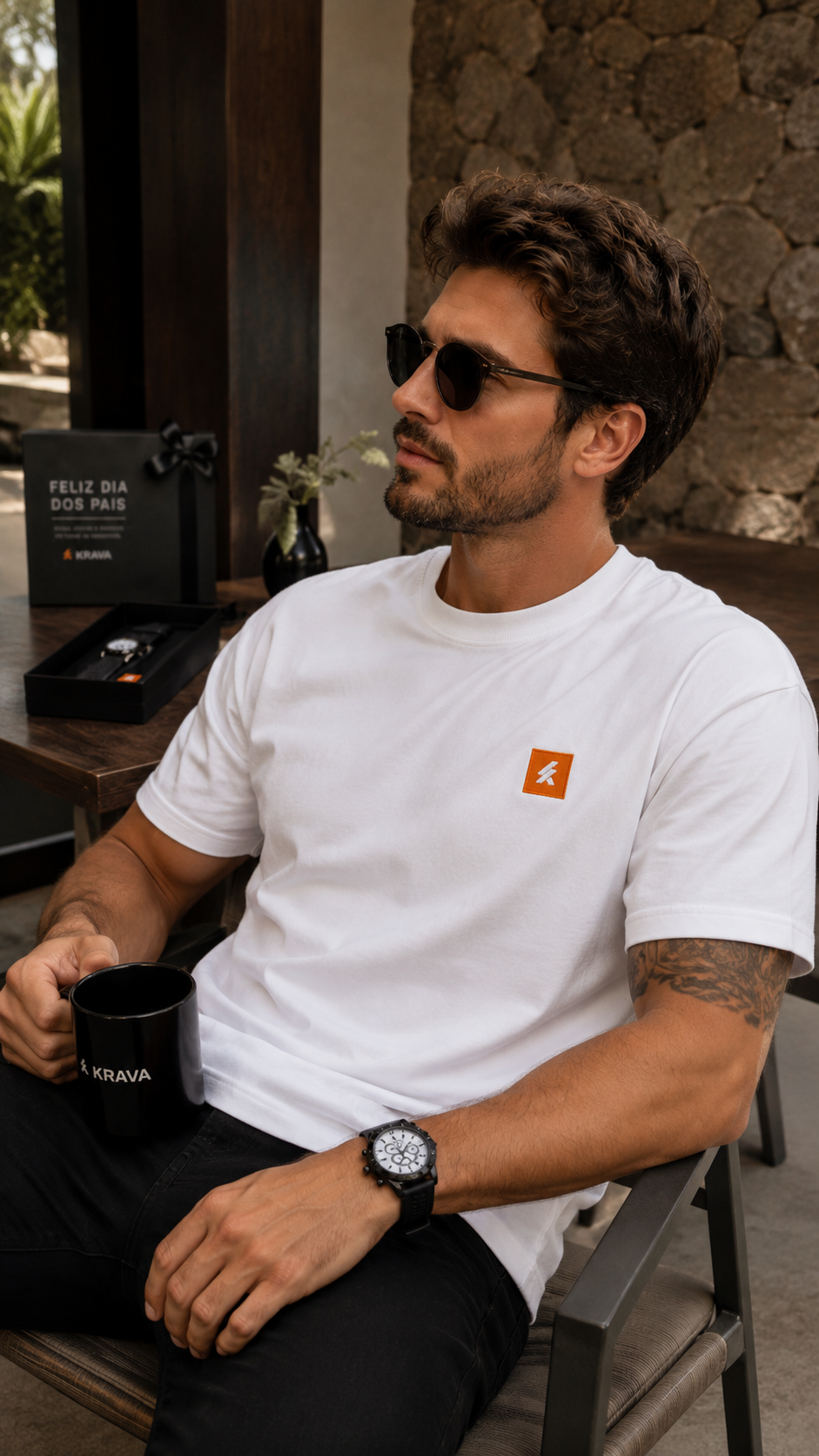 Kit 2 Camisetas KRAVA Oversized Premium + Relógio Social