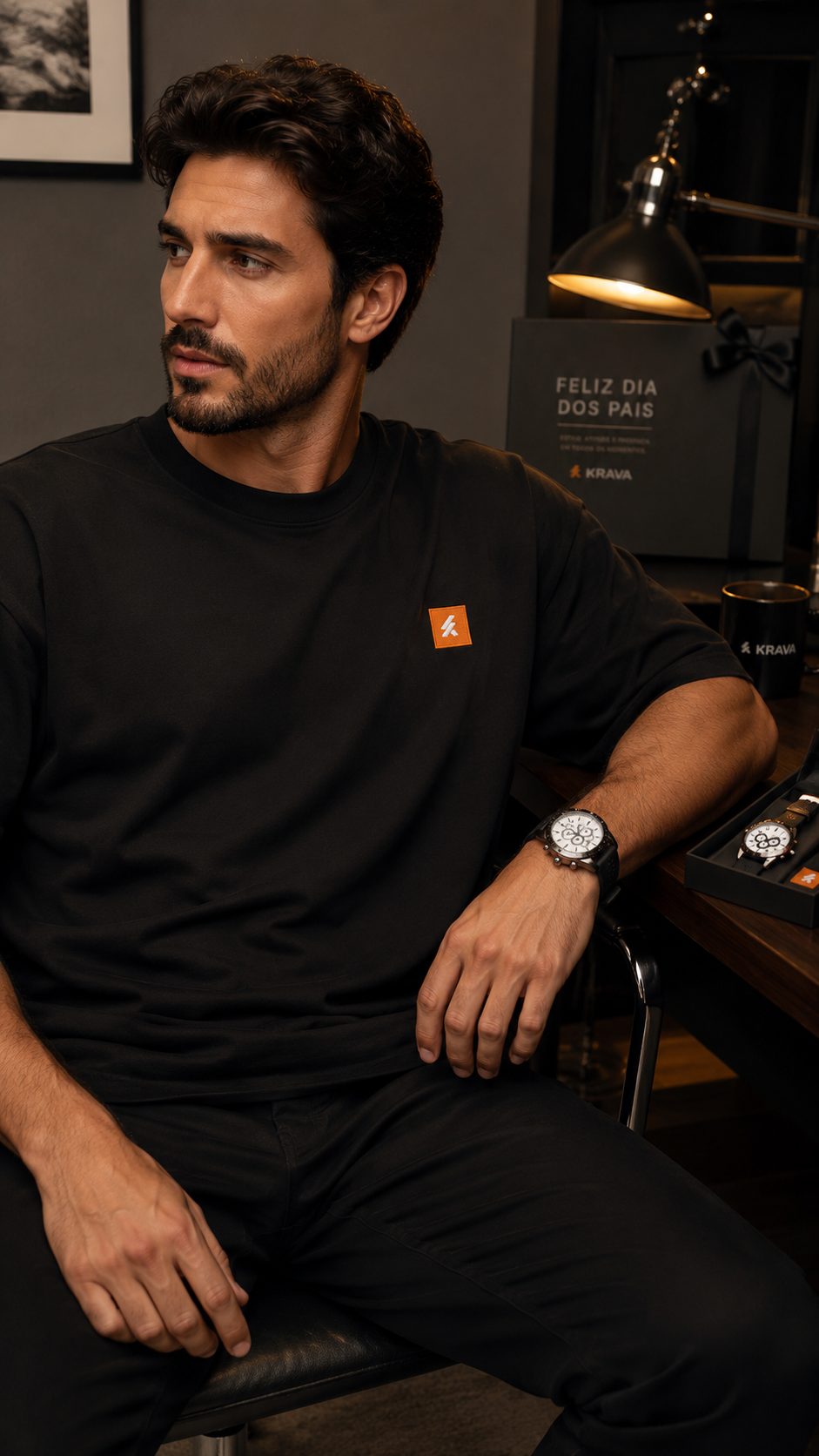Kit 2 Camisetas KRAVA Oversized Premium + Relógio Social