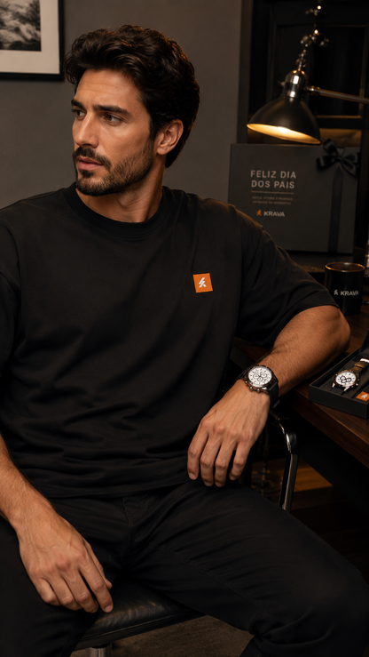 Kit 2 Camisetas KRAVA Oversized Premium + Relógio Social