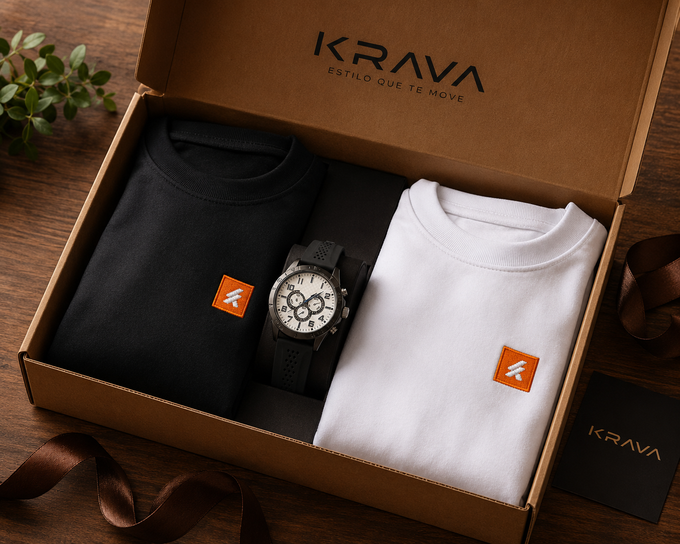 Kit 2 Camisetas KRAVA Oversized Premium + Relógio Social