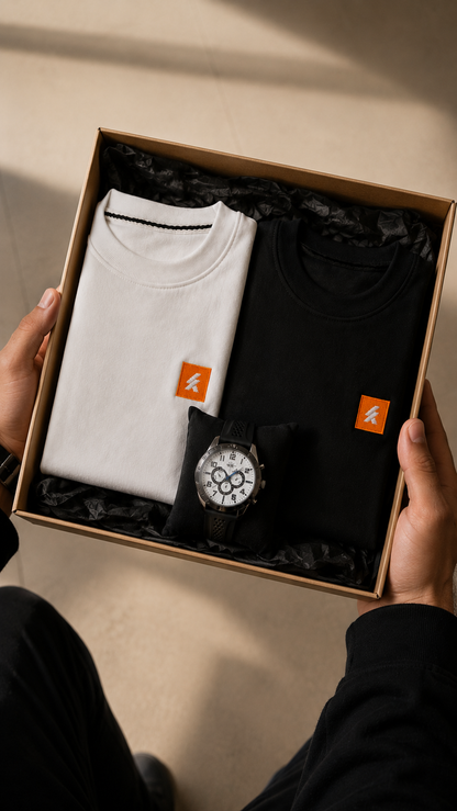 Kit 2 Camisetas KRAVA Oversized Premium + Relógio Social