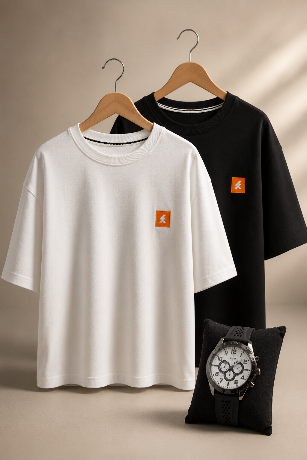 Kit 2 Camisetas KRAVA Oversized Premium + Relógio Social