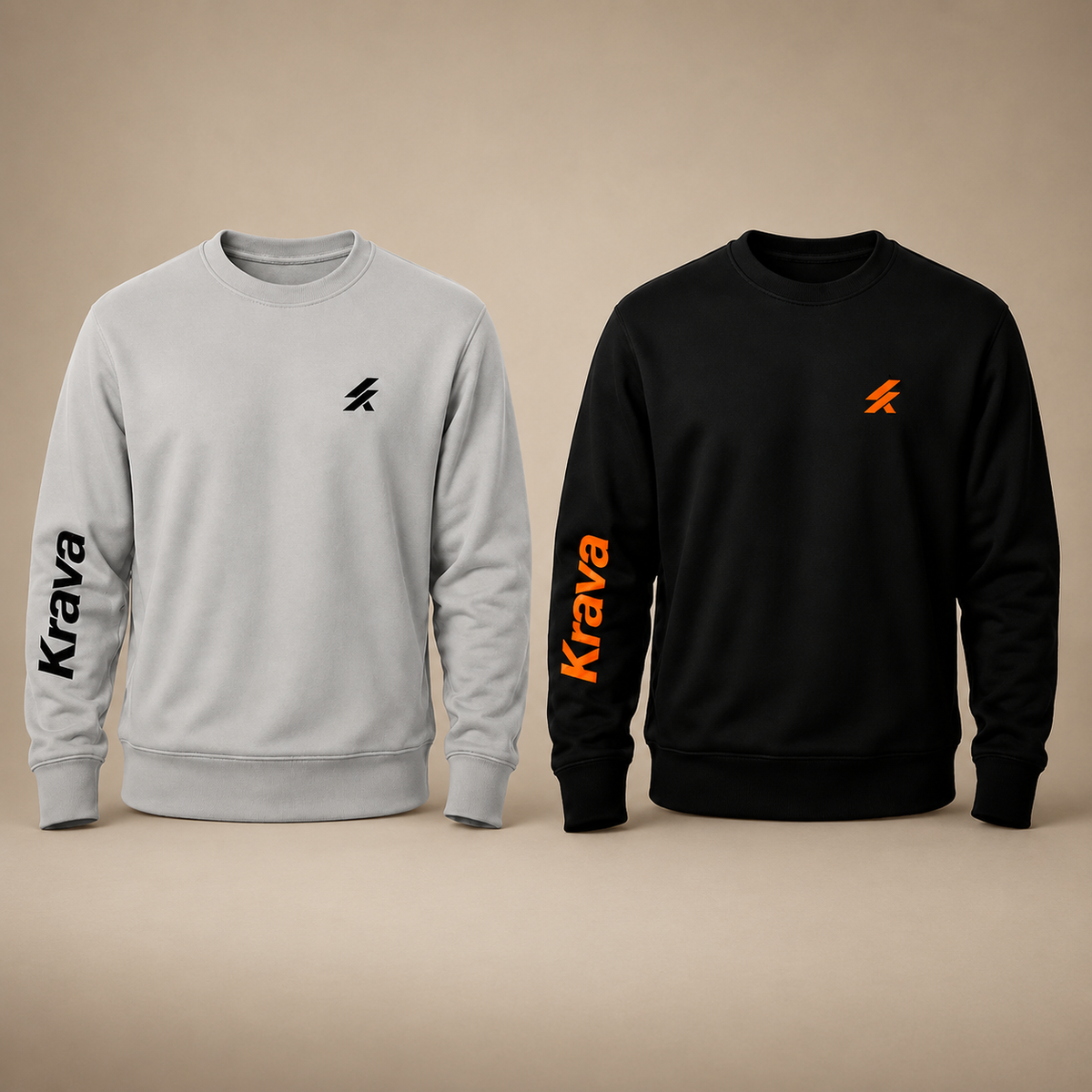 Kit 2 Moletons Careca Krava Masculino Casual Premium Preto e Cinza Logo no Peito Manga Estampada Moda Streetwear