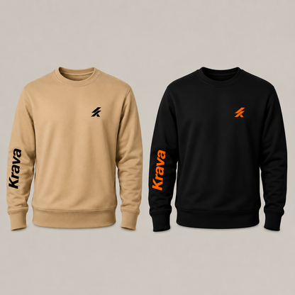 Kit 2 Moletons Careca Krava Masculino  Casual Premium Preto e Bege Logo no Peito Manga Estampada Moda Streetwear