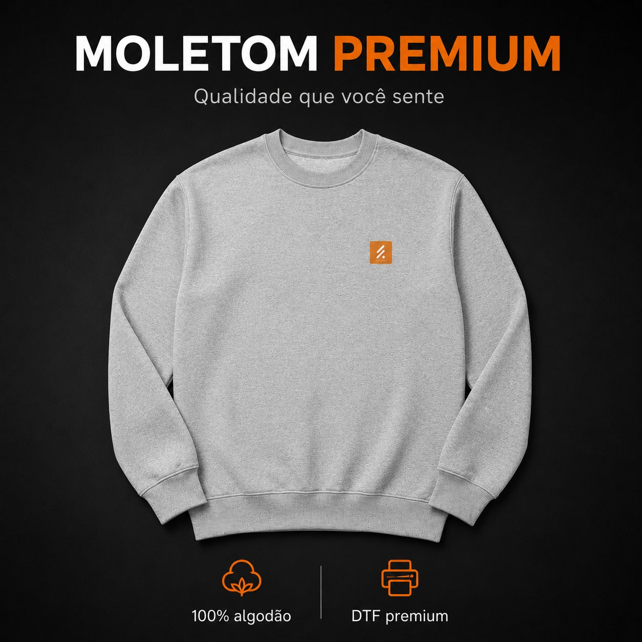 Kit 2 Moletons Gola Careca Premium 100% Algodão – Branco e Cinza