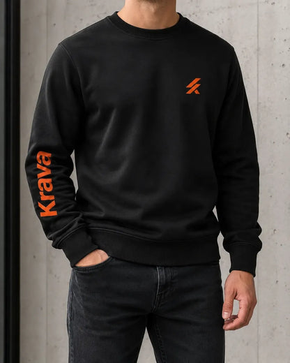 Kit 2 Moletons Careca Krava Masculino  Casual Premium Preto e Bege Logo no Peito Manga Estampada Moda Streetwear