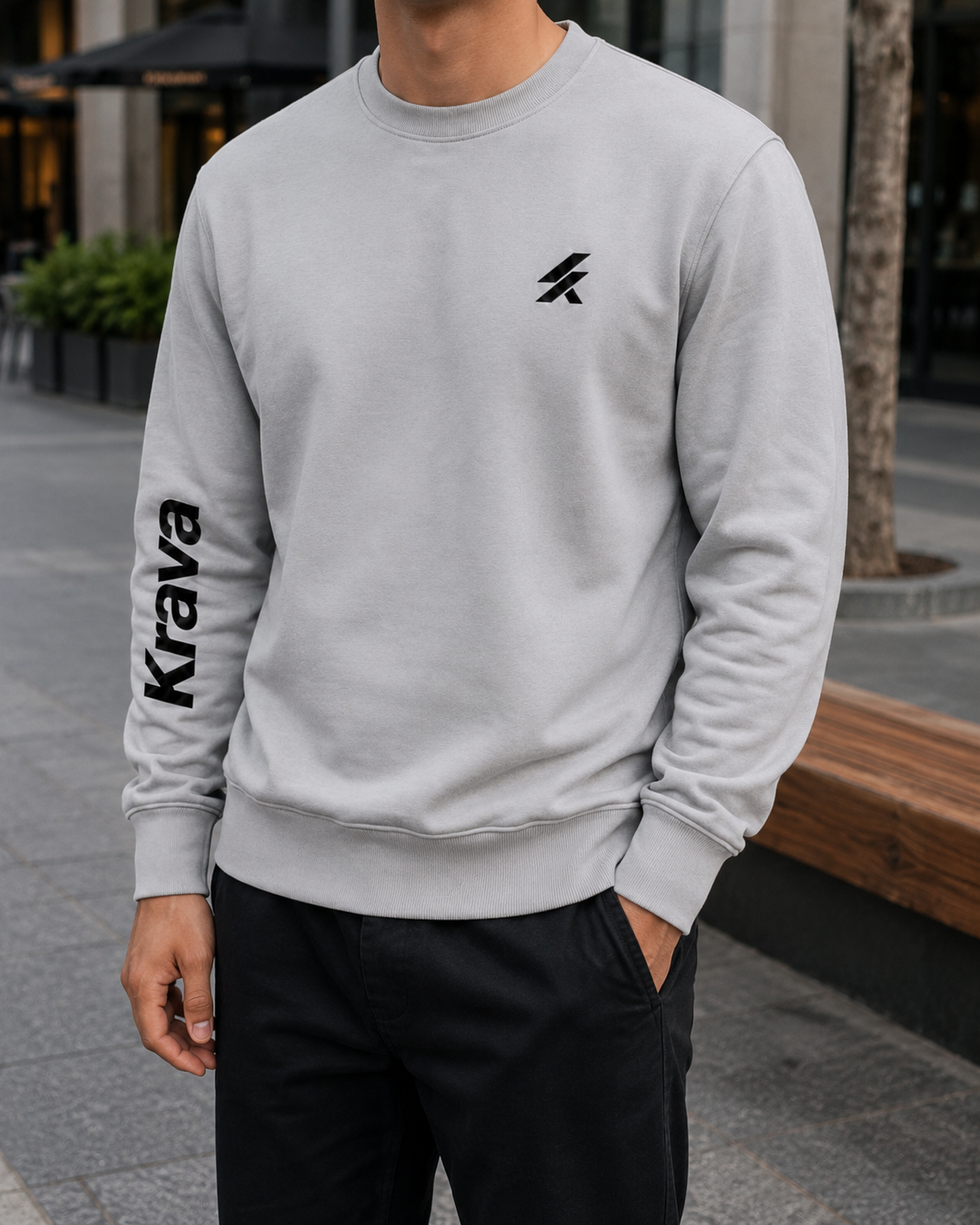 Kit 2 Moletons Careca Krava Masculino Casual Premium Preto e Cinza Logo no Peito Manga Estampada Moda Streetwear