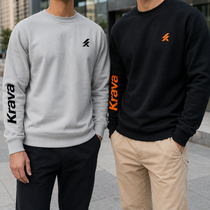 Kit 2 Moletons Careca Krava Masculino Casual Premium Preto e Cinza Logo no Peito Manga Estampada Moda Streetwear