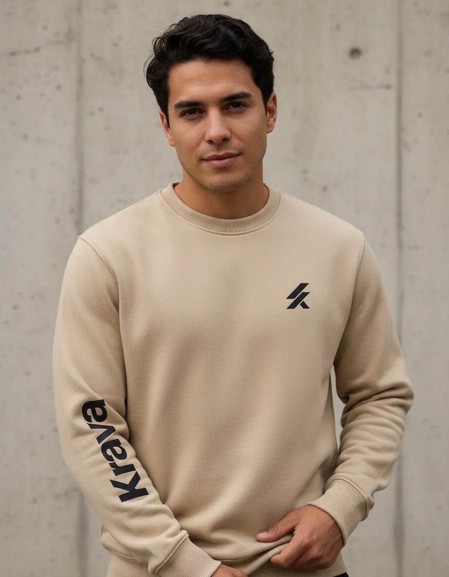 Kit 2 Moletons Careca Krava Masculino  Casual Premium Preto e Bege Logo no Peito Manga Estampada Moda Streetwear